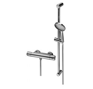 Schell Shower fittings 29 207 06 99 With Shower Connection At Bottom, Hand Shower With Anti-Limescale Nozzles, 3 Spray Settings, Shower Hose With Anti-Twist Protection, Shower Rail Length: 900 mm, Shower Hose Length: 1500mm