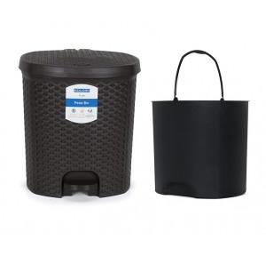 KOLORR Dustbin Magnum with Lid Large Garbage Waste Pedal Bin with Inner Bucket Dark Brown Plastic 14 Ltr