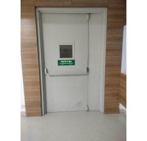 Fire Door Iron With Fire Rated White Paint Coated With Panic Bar Locking System Dimensions 234x111 CM & 234x31 CM With Installation