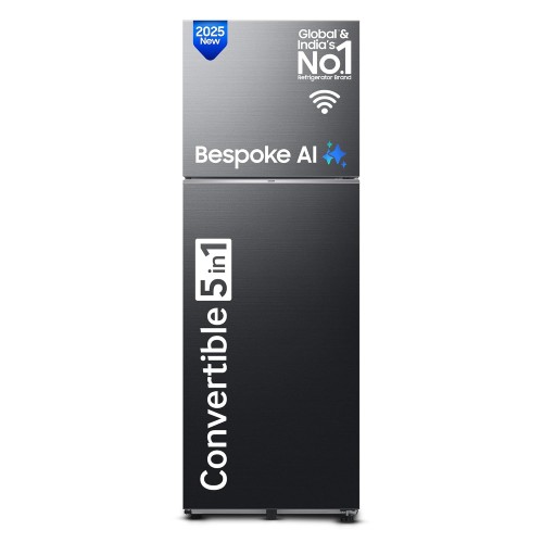 Samsung Refrigerator RT38DG5A2BBXHL 350 Ltr 2 Star Convertible 5-in-1 Digital Inverter Frost Free Double Door WiFi Enabled Bespoke AI  Luxe Black