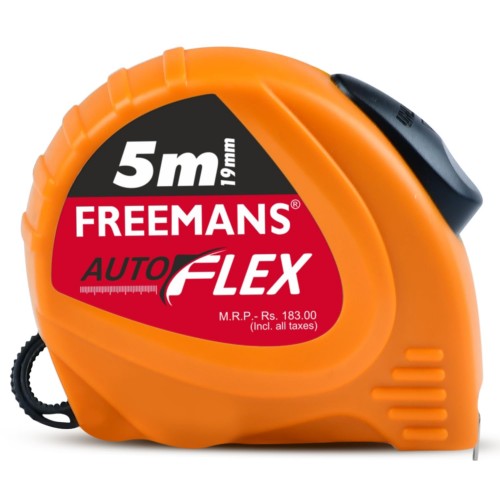 Freemans Autoflex 5M:19MM Steel Inch Pocket Measuring Tape With Unbreakable ABS Case, Auto-Lock Tape Blade