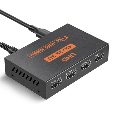 HDMI Splitter 1 in 4 Out 4K Splitter to 4 Monitors Multi HDMI Adapter 9.7x9.4x2.4 cm 130g