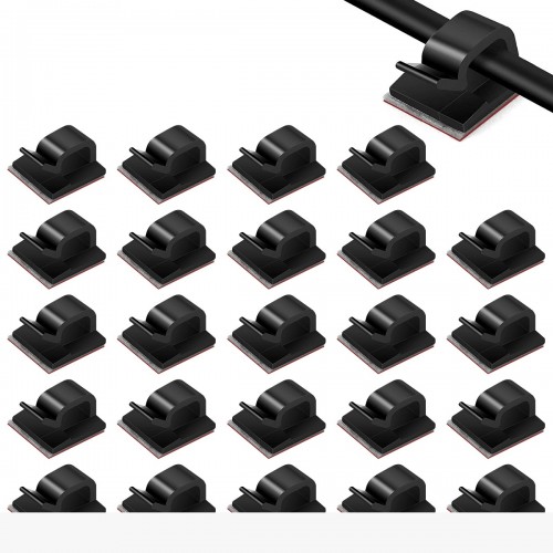 Hasthip Cable Organizer Acrylic Cable Clips Outdoor Light Wire Clips Self Adhesive Cable Tidy Hooks Cord Organiser Holder Pack of 25