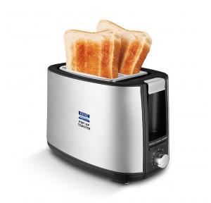 Kent Toaster 116168 750W 2 Slice Automatic Pop Up Durable SS Body 7 Browning Modes Reheat Function Removable Bread Crumb Tray Cord Storage Under Base Silver Cancel Function Color 240V