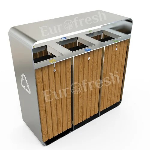 Eurofresh Dustbin Waste Segregation 3 Compartment SS304 80 ltr 42Hx16Dx45W Inch