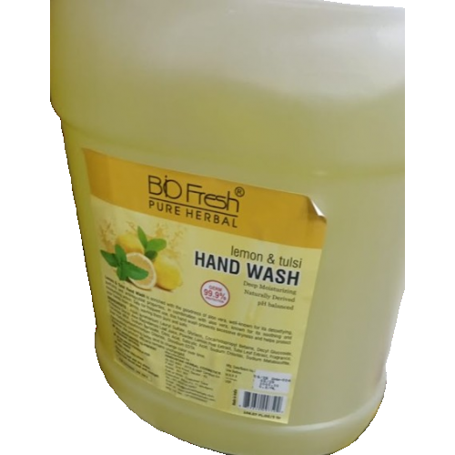 Biofresh Handwash Liquid Pure Herbal Flavour Lemon and Tulsi Can 5 Ltr