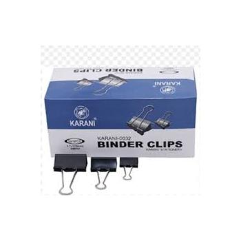 Karani Binder Clips 0019 Black Foldback 19mm Pack of 12