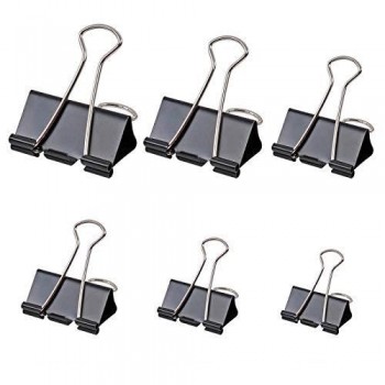 Karani Binder Clips 0019 Black Foldback 19mm Pack of 12