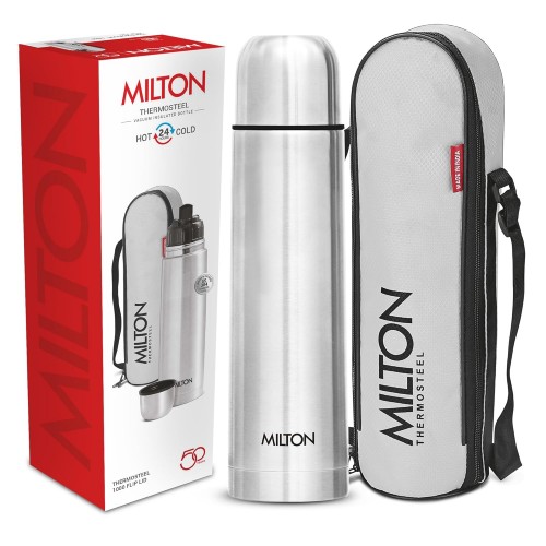 Milton Water Bottle Flip Lid Thermosteel Leak Proof Lid ISI Certified 1000ml SS