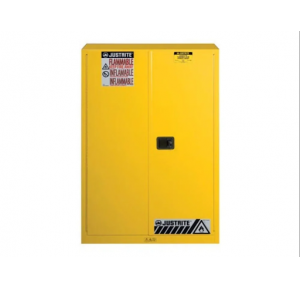 Justrite Safety Cabinet 894500 MS Flammable 18 Gauge CR Steel Wall Mount Rectangular Shape 45 Gallon 170 Ltr Inner Cabinet With 2 Shelf Colour Yellow 1651x1092x457 MM 146 Kg