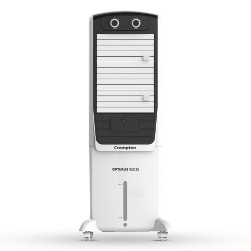 Crompton Air Cooler Optimus Neo 35 Ltr 160 Sqft Plastic Freestanding Remote Type 240V 4 Way Air Deflection High Density Honeycomb Pads Everlast Pump D41xW46.2xH66.8 CM 11 Kg White