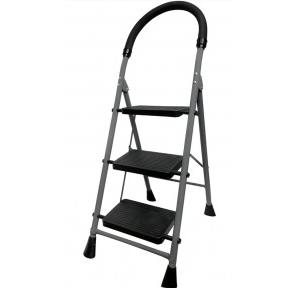 Ladder Foldable Step With Anti Skid Black Single Sided 4 Feet 3 Steps