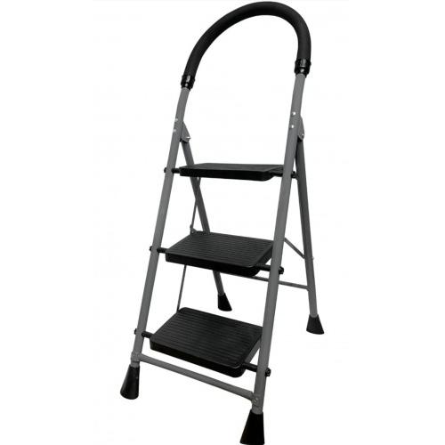 Ladder Foldable Step With Anti Skid Black Single Sided 4 Feet 3 Steps