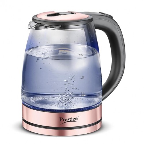 Prestige Electric Kettle PKGB 1.8 Glass LED Power Indicator 1.8 Ltr Automatic Power Cut Off 360 Degree Swivel 1350W Transparent L17.5xW23xH19 CM 1.58 Kg