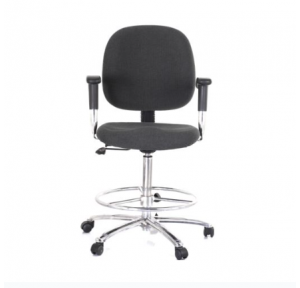 Cir-Q-Tech ESD Chair ESDC 1924 Fabric Medium Height Adjustable Seat Tubular MS with Chrome Plating