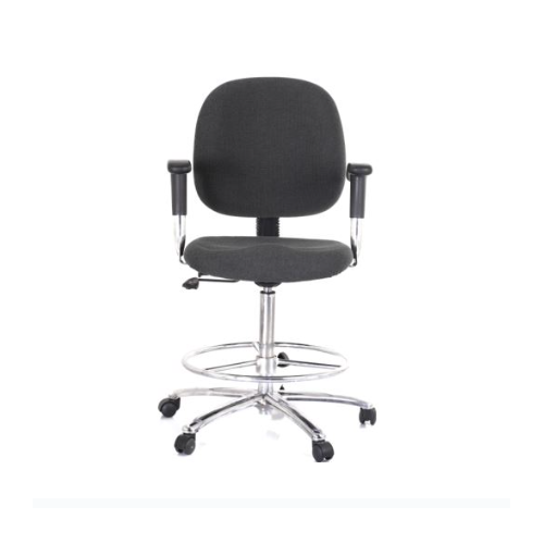 Cir-Q-Tech ESD Chair ESDC 1924 Fabric Medium Height Adjustable Seat Tubular MS with Chrome Plating