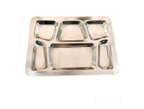 Plate 6 Compartment 700gm Stainless Steel 42x32 cm