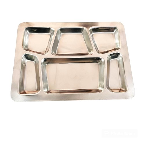 Plate 6 Compartment 700gm Stainless Steel 42x32 cm
