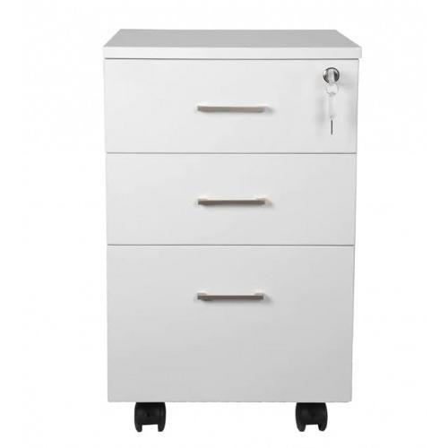 Storage Pedestal With Three Drawers Wooden Size D45xW45xH60 cm With Movable Wheel