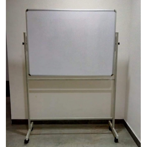 Board Magnetic Double Side Front And Back Along With Powder Coated Moveable Stand Wheel Support 4x4 ft 14 mm White
