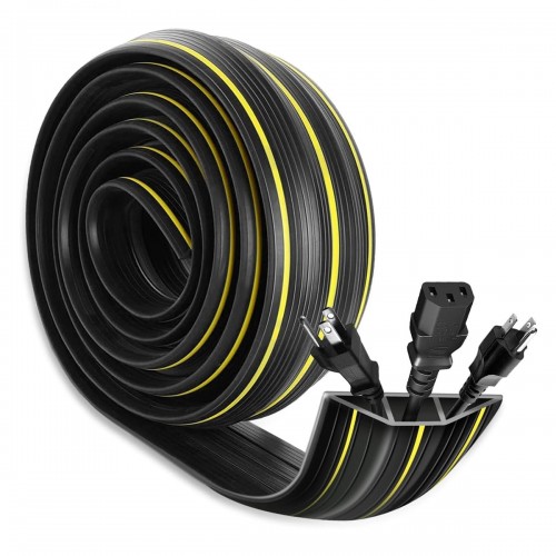 Hasthip Floor Cord Cover with 3 Channels PVC Waterproof Black Protector 3 mtr