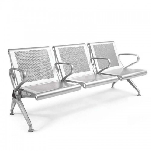 Three Seater Waiting Chair SS304 Thickness Seats 1mm and Legs 1.2mm 4 Arm Rest MS Power Coated Beam L1750mm H790mm D690mm Glossy Finish