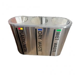 Trio Dustbin 80 ltr Each Compartments Chrome Finish SS304 240 ltr L50 X H30 X W16 inch