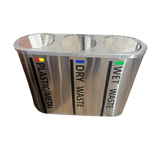 Trio Dustbin 80 ltr Each Compartments Chrome Finish SS304 240 ltr L50 X H30 X W16 inch