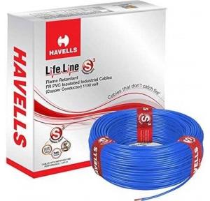 Havells Cable Life Line S3 FR PVC Insulated Industrial 1 Sqmm 1 Core Blue 90 mtr