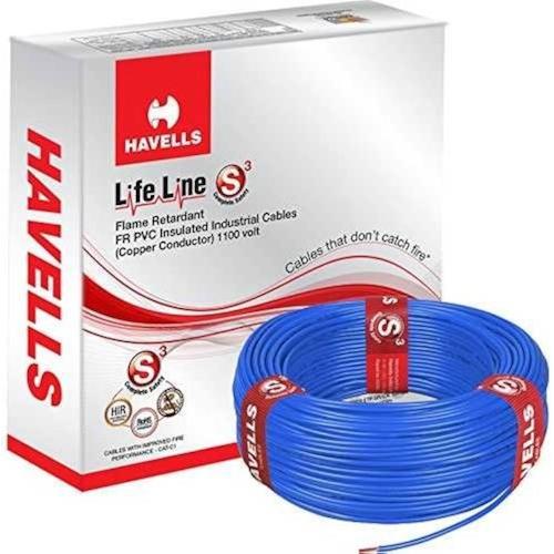 Havells Cable Life Line S3 FR PVC Insulated Industrial 1 Sqmm 1 Core Blue 90 mtr