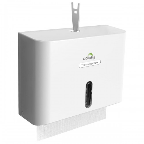 Dolphy Hand Towel Paper Dispenser DPDR0006 Multifold Mini White Wall Mount Plastic 27.5L x 20.5W cm 0.7kg