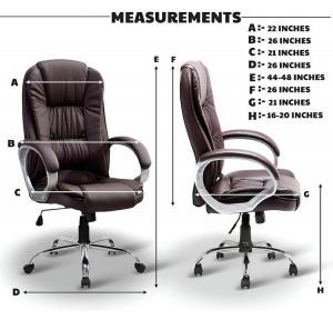 MRC Executive Chair M061 Ergonomic High Back Premium Leatherette With Fixed Armrests Heavy Duty Chrome Base Home Office Desk Chair Pre Assembled Brown 53Dx58Wx107H cm 18kg