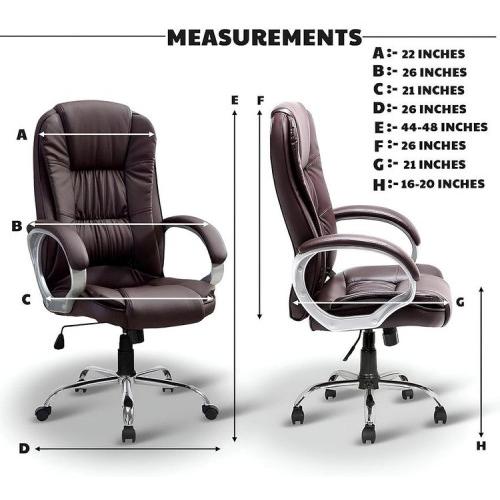MRC Executive Chair M061 Ergonomic High Back Premium Leatherette With Fixed Armrests Heavy Duty Chrome Base Home Office Desk Chair Pre Assembled Brown 53Dx58Wx107H cm 18kg