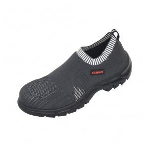 Karam Leather Safety Shoe FS201 Flytex Single Density PU Sole Non Woven Fabric  Slip Resistant Tread Pattern Anti Static Size 10no Grey