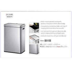 Obsession X CUBE Sensor Bin 9358R Rechargeable Size L43.7xW29.7xH64.6cm Silver SS202 45 Ltr