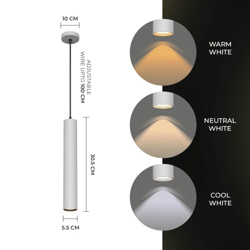 Compact Gold Hanging Pendant Cob Light 10W Cool White 53 X 80mm