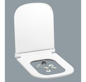 WC Seat Cover Compatible Parryware WC Seat Cover Verve Soft Close With Hinges Dual Outlet L45xW36 CM Polypropylene White