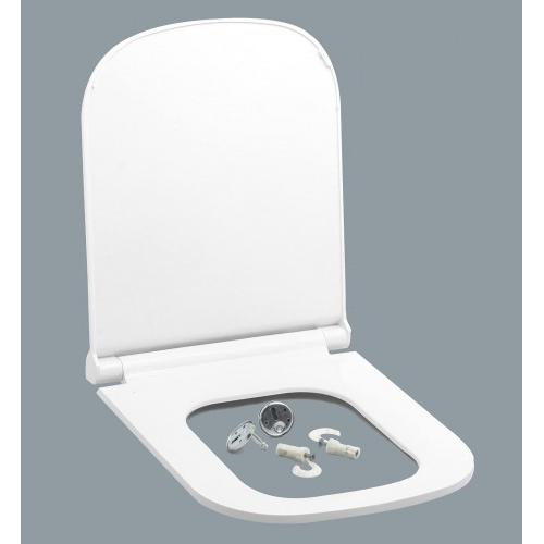 WC Seat Cover Compatible Parryware WC Seat Cover Verve Soft Close With Hinges Dual Outlet L45xW36 CM Polypropylene White