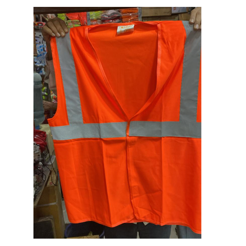 Safety Jacket Polyester Hi Visibility 220 GSM With 2 inch Reflective Single Strip Colour Orange