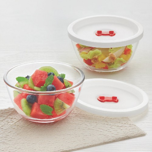 Borosil Bowl With White Lid Glass 500ml