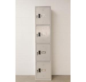 Laptop Storage Metal 4 Compartment Locker With Cam Lock and Key 20 Gauge Sheet Compartment Size H175xW325xD425 mm With Light Grey Powder Coated Colour Locker Size H700xW325xD425 mm