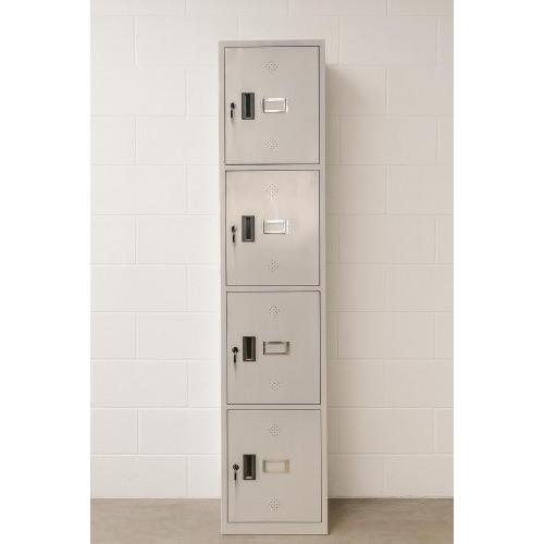 Laptop Storage Metal 4 Compartment Locker With Cam Lock and Key 20 Gauge Sheet Compartment Size H175xW325xD425 mm With Light Grey Powder Coated Colour Locker Size H700xW325xD425 mm