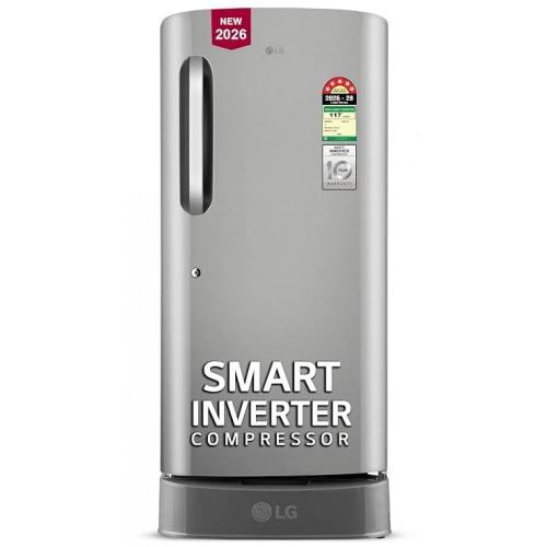 LG Refrigerator GLD2256ZAPZ 210 Ltr 5 Star Smart Inverter Direct Cool Single Door Shiny Steel Fit Max Chiller Tray Base Stand With Drawer