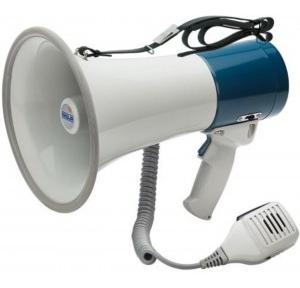 Ahuja PA Megaphone AM-30SS  30w Shoulder Sling and Hand Grip Type Three Level of Siren ABS Body With Rechargeable Battery Adapter Voice Range Approx 400m 2.20 kg