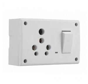 Honewell Surface Box  PVC 3 Module With Plate Inbuilt 6/16 Amp Socket With 16A Switch