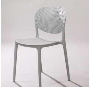 Cafe Chair N-1079 Frame Single Mounted High Quality Polypropylene Seat and Back Single Moulded Stackable Backrest W17xH12 inch Seat W15xD16 inch Total Height 17 inch Grey