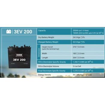 Exide Battery 3EV 200 Golf Cart 6v 200Ah