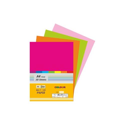 Lotus Colour Paper A4 (21 x 29.7 cm), 140 GSM Pack of 20