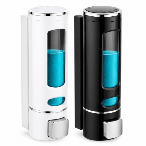 Bath Guru Soap Dispenser Cylindrical Shape 9Lx6Wx22H cm Wall Mounted ABS Plastic 400 ml Each Pack of 2