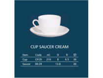 Clay Craft Cup Saucer Cream 13.8cm Ceramic 210ml Pack of 6